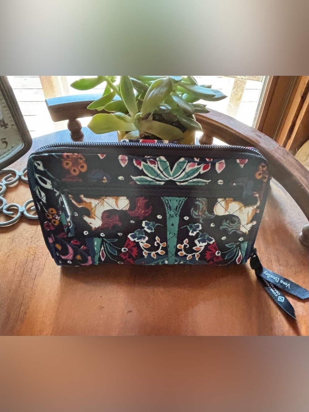 VERA BRADLEY RFID Turnlock Zip Wallet ‘Enchantment’ Horse Fox Bird NEW $95 - Picture 2 of 9